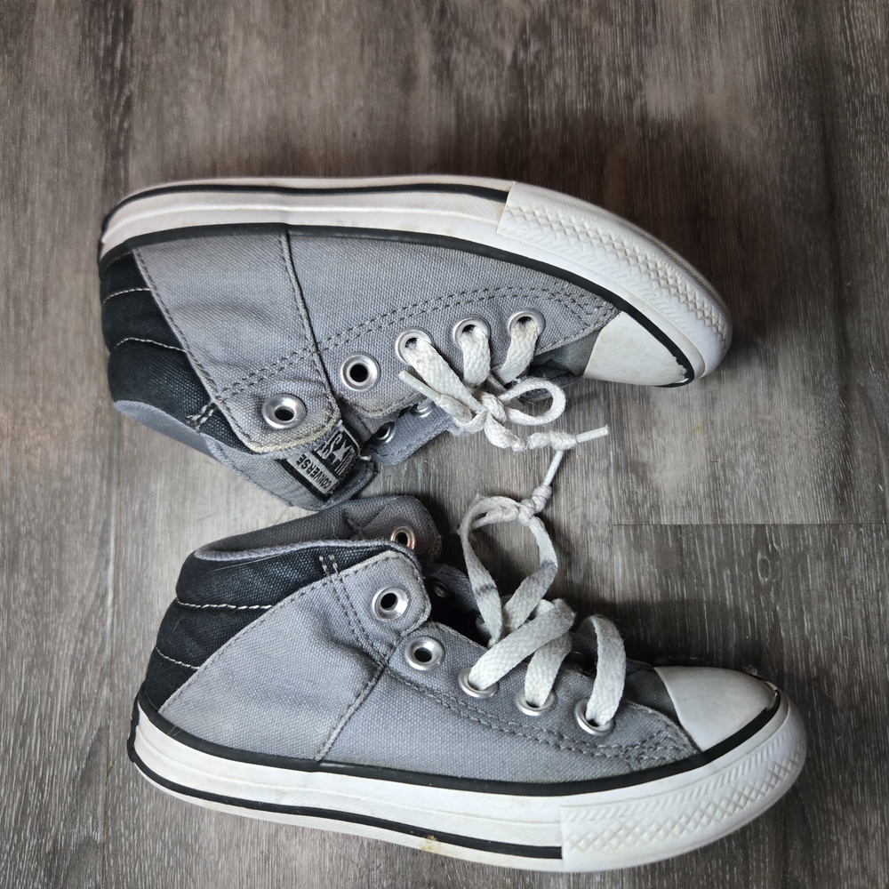 CONVERSE All Star Canvas Lace Up Mid Top Sneakers Gray, Kid's Youth Size 11 - Picture 3 of 7